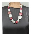 Della Rovere Necklace - in 925% Silver with White Agate and Pink Quartz