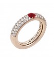 Chimento Ring - Forever Stack Me Demi Pavè in 18k Rose Gold with Natural Diamonds and Ruby - 0