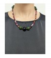 Giadan Necklace - Girafiore Elastic Choker with Black Onyx and Green Quartz