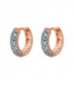 Bronzallure Earrings for Women - Miss Hoop in 925% Pink Silver with Blue Cubic Zirconia