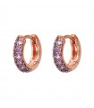 Orecchini Bronzallure da Donna - Miss a Cerchio in Argento 925% Rosato con Cubic Zirconia Viola