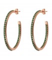 Bronzallure Earrings - Altissima Oval Hoop in Rose Bronze with Green Cubic Zirconia