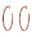 Bronzallure Earrings - Altissima Oval Hoop in Rose Bronze with Pink Cubic Zirconia