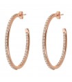 Bronzallure Earrings - Altissima Oval Hoop in Rose Bronze with White Cubic Zirconia