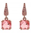 Orecchini Bronzallure - Preziosa Pendenti Rose Gold con Prisma Gem Rosa Salmone