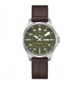 Hamilton Men's Watch - Khaki Aviation Pilot Day Date Automatic 42mm Green - with Leather Strap - 0