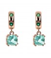 Bronzallure Earrings - Preziosa Rose Gold Pendants with Green Prism Gems