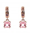 Orecchini Bronzallure - Preziosa Pendenti Rose Gold con Prisma Gem Rosa