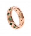 Bronzallure Ring - Precious Rose Gold Band with Green Cubic Zirconia - Size 14