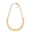 Collana Unoaerre da Donna - Fashion Jewellery in Bronzo Dorato con Maglie Piatte ed Irregolari