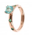 Anello Bronzallure - Preziosa Solitario Rose Gold con Prisma Gem Verde - Misura 16