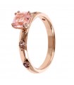 Bronzallure Ring - Preziosa Solitaire Rose Gold with Pink Gem Prism - Size 16