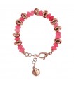 Bronzallure Bracelet - Felicia Rose Gold with Intertwined Links and Pink Quartzite