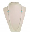 Rajola Necklace - Long Corsica with White Paste and Turquoise Paste