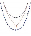 Bronzallure Necklace - Rose Gold Multistrand Rosaries with Blue Quartzite Spheres and Heart