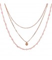 Bronzallure Necklace - Rose Gold Multistrand Rosaries with Pink Quartzite Spheres and Heart