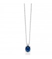 Miluna Necklace - in 18k White Gold with Oval Sapphire Pendant and Natural Diamonds - 0