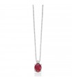 Miluna Necklace - in 18k White Gold with Oval Ruby Pendant and Natural Diamonds - 0