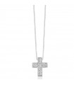 Miluna Necklace - in 18k White Gold with Cross Pendant with Natural Diamonds - 0