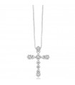 Miluna Necklace - in 18k White Gold with Cross Pendant with Natural Diamonds - 0