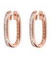 Bronzallure - Altissima Rose Gold Oval Hoop Earrings with Cubic Zirconia