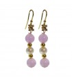 Rajola - Macari Pendant Earrings with Wisteria Jade and White Pearls