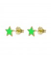 Rue Des Mille - Colorfun Gold Lobe Earrings with Green Star