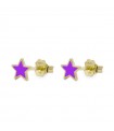 Rue Des Mille - Colorfun Gold Lobe Earrings with Purple Star