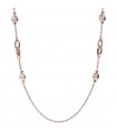 Bronzallure Necklace - Maxima Long Rose Gold with Intertwined Links and Multicolor Pearls