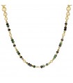 Etruscan Necklace - Creta Lunga Gold with Spheres and Green Natural Stones