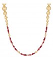 Collana Etrusca - Creta Lunga Gold con Sfere e Pietre Naturali Rosse