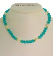Rajola Necklace for Women - Macari Choker with Mint Green Jade and White Pearls