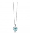 Miluna Necklace - in 18k White Gold with Aquamarine Heart Pendant and Natural Diamonds - 0