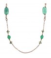 Bronzallure Necklace - Felicia Long Rose Gold with Chain and Green Elements