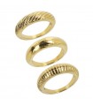 Set of Etruscan Rings - Itaca Gold with Hammered and Striped Bands - Size 14