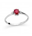 Miluna Ring - in 18k White Gold with Natural Diamonds and Red Ruby - 0