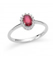 Miluna Ring - 18k White Gold Rosette with Natural Diamonds and Red Ruby - 0