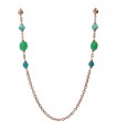 Bronzallure Necklace - Felicia Long Rose Gold with Green Natural Stones