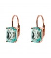 Bronzallure Earrings - Felicia Rose Gold Pendants with Blue Gem Prism