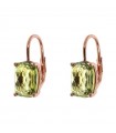 Bronzallure Earrings - Felicia Rose Gold Pendants with Green Gem Prism