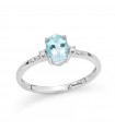 Miluna Ring - Rosette in 18k White Gold with Natural Diamonds and Aquamarine 0.67 ct - 0