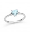 Miluna Ring - 18k White Gold Rosette with Natural Diamonds and Aquamarine Heart - 0