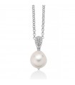 Miluna Necklace - in 925% Silver with Baroque Pearl and White Topaz - 0