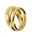 Anello Etrusca - Itaca A Fascia Gold Martellato dal Design Doppio - Misura 16