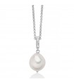 Miluna Necklace - in 925% Silver with Baroque Pearl and White Topaz - 0