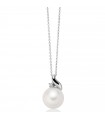 Miluna Necklace - in 18K White Gold with Freshwater Pearl and White Diamonds - 0