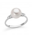 Miluna Ring - in 18k White Gold with Natural Diamonds and Freshwater Pearl - 0