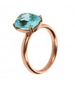 Anello Bronzallure - Preziosa Solitario Rose Gold con Prisma Gem Blu - Misura 16