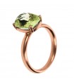 Bronzallure Ring - Preziosa Solitaire Rose Gold with Green Gem Prism - Size 14