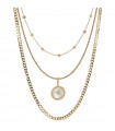 Etruscan Necklace - in 925% Gold Multistrand Silver with Mother of Pearl Pendant